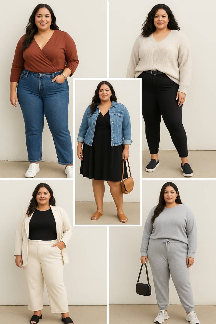 image model of everyday outfit for plus size.