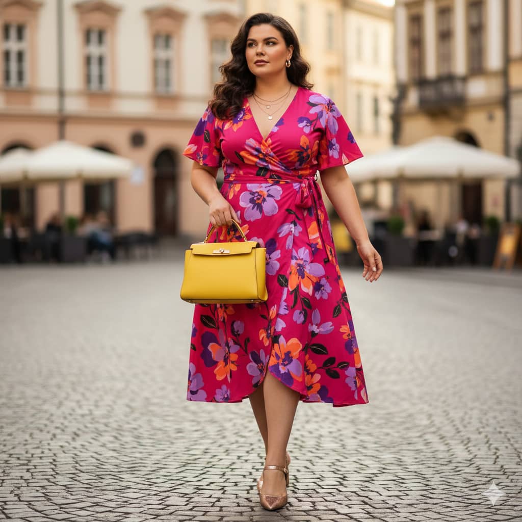 wrap dress outfit for plus size