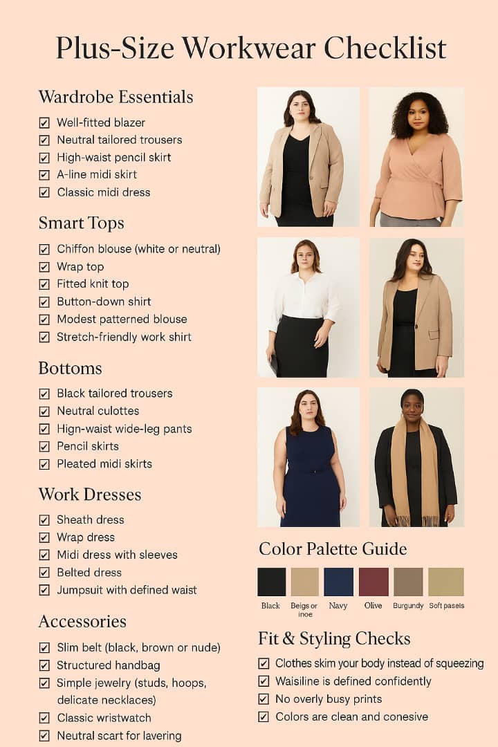 PLUS SIZE WORK OUTFIT IDEA CHECKLIST